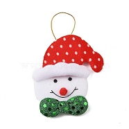 Christmas Party Accessories, Fabric Pendant Decorations, Snowman, 125x78x13mm(FIND-U018-01B)