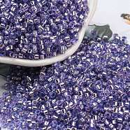 Glass Seed Beads, Silver Lined, Cylinder, Lilac, 2.5x1.6mm, Hole: 1mm, about 58967pcs/pound(SEED-S042-04A-08)