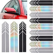 12Sets 3 Colors Waterproof Reflective PET Car Stickers, with Adhesive Tape, For Car Decorations, Arrow, Mixed Color, 14x3cm, 2pcs/set, 4sets/color(DIY-FH0003-54)