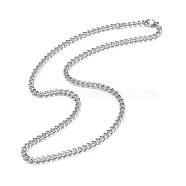 304 Stainless Steel Curb Chains Necklace for Men Women, Stainless Steel Color, 17.72 inch(45cm)(NJEW-JN03846-01)