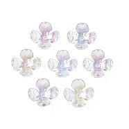 Transparent Acrylic Bead Caps, AB Color Plated, 4-Petal, Flower, Clear, 16.5x16.5x6.5mm, Hole: 1.6mm(TACR-Q237-02)