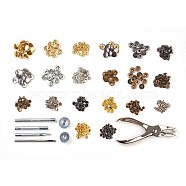 Metal Jewelry Buttons Fastener  Install Tool Sets, with  Snap Buttons and Rivet, Fixing Tool, Pliers
, Mixed Color, 12.5mm, 4 color/box, 10sets/color(BUTT-L021-02)