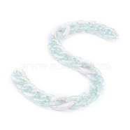 Handmade Acrylic Curb Chains, AB Color, Light Green, Links: 18.5x13.5x4mm and 16x11.5x3mm, 39.37 inch(1m)/strand(AJEW-JB00657)