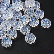 35Pcs Transparent Spray Painted Glass Beads, Flat Round, Clear AB, 13.5x8.5mm, Hole: 1.2mm(GLAA-YW0001-65)