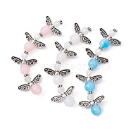 3 Strands 3 Colors DIY Resin Beaded Strands Set, with Antique Silver Plated Alloy Wings, Angel, Mixed Color, 20x21.5x8mm, Hole: 0.6mm, about 4pcs/strand, 3.07''(7.8cm), about 1 strand/color(AJEW-JB01179-02)