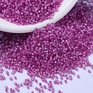 MIYUKI Delica Beads, Cylinder, Japanese Seed Beads, 11/0, (DB2174) Duracoat Semi-Frosted Silver Lined Dyed Pink Parfait, 1.3x1.6mm, Hole: 0.8mm, about 2000pcs/bottle, 10g/bottle(SEED-JP0008-DB2174)