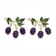 Grape Enamel Pin, 3D Fruit Alloy Brooch for Backpack Clothes, Nickel Free & Lead Free, Light Golden, Indigo, 51x50mm(JEWB-N007-088)