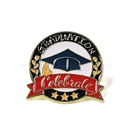 Graduation Theme Zinc Alloy Brooches, Enamel Pins, Hat, Golden, 29x30.5x1.5mm(JEWB-E037-05G-04)