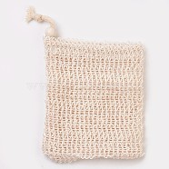 Fashion Linen Soap Bag, Shower Soap Saver Pouch Bathing Soap Scrub Mesh Bag, PeachPuff, 14x10cm(MRMJ-WH0019-02B)