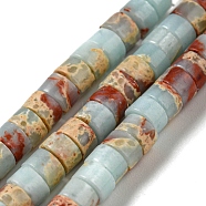 Synthetic Imperial Jasper Dyed Beads Strands, Disc, Heishi Beads, Pale Turquoise, 4~4.5x2~3mm, Hole: 0.7mm, about 140~141pcs/strand, 14.88''~15.12"(37.8~38.4cm)(G-D077-D01-02E)