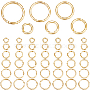 300Pcs 6 Styles 304 Stainless Steel Open Jump Rings, Round Ring, Real 24K Gold Plated, 18 Gauge, 5~10x1mm, Inner Diameter: 3~8mm, 50pcs/style(STAS-BBC0004-55)
