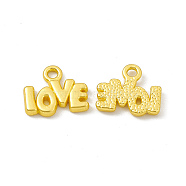 Rack Plating Alloy Charms, Cadmium Free & Lead Free & Nickle Free, Word Love, Matte Gold Color, 10x12x1.8mm, Hole: 1.6mm(FIND-G045-62MG)