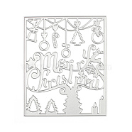 Christmas Carbon Steel Cutting Dies Stencils,  for DIY Scrapbooking/Photo Album, Decorative Embossing DIY Paper Card, Rectangle with Word Merry Christmas, Matte Platinum Color, 117.5x97.5x0.7mm(DIY-XCP0001-13)