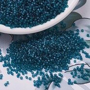 MIYUKI Delica Beads, Cylinder, Japanese Seed Beads, 11/0, (DB0788) Dyed Semi-Frosted Transparent Dark Teal, 1.3x1.6mm, Hole: 0.8mm, about 2000pcs/10g(X-SEED-J020-DB0788)