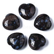 Natural Glaucophane Healing Stones, Heart Love Stones, Pocket Palm Stones for Reiki Balancing, 29~30x30~31x12~15mm(G-R418-151)