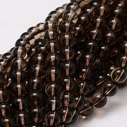 Natural Smoky Quartz Round Beads Strands, 6mm, Hole: 1mm, about 62pcs/strand, 15.7 inch(X-G-E329-6mm-38)