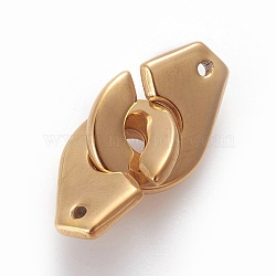 Ion Plating(IP) 304 Stainless Steel Interlocking Clasps, Golden, 24x11x2mm, Hole: 1mm(X-STAS-O119-25G)