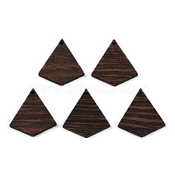 Natural Wenge Wood Pendants, Undyed, Quadrangle Kite Charms, Coconut Brown, 28x26x3.5mm, Hole: 1.6mm(WOOD-T023-45)