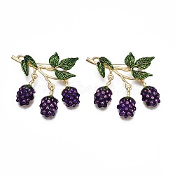 Grape Enamel Pin, 3D Fruit Alloy Brooch for Backpack Clothes, Nickel Free & Lead Free, Light Golden, Indigo, 51x50mm(JEWB-N007-088)