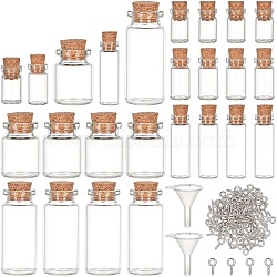 Nbeads DIY Blank Mini Glass Wishing Bottle Pendant Decoration Making Kit, Clear, 8~54x4~38x1~31mm, Hole: 1.8~2.5mm(DIY-NB0011-09B)