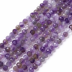 Natural Amethyst Beads Strands, Faceted, Round, 4~4.5mm, Hole: 0.6mm, about 91pcs/strand, 15.35 inch(39cm)(X-G-L581A-001)