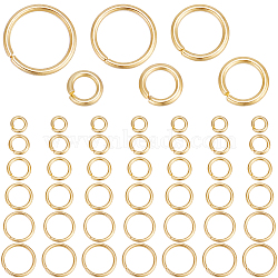 300Pcs 6 Styles 304 Stainless Steel Open Jump Rings, for Chainmaille Weaves, Round Ring, Real 24K Gold Plated, 18 Gauge, 5~10x1mm, Inner Diameter: 3~8mm, 50pcs/style(STAS-BBC0004-55)