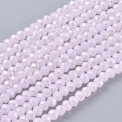 Electroplate Glass Beads Strands, Opaque Solid Color, AB Color Plated, Faceted, Rondelle, Thistle, 2.5x2mm, Hole: 0.4mm, about 150~170pcs/strand, 11 inch(27.5cm)(EGLA-A034-P1mm-B12)