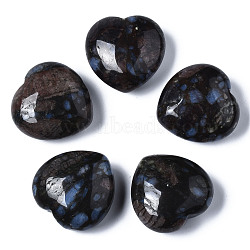 Natural Glaucophane Healing Stones, Heart Love Stones, Pocket Palm Stones for Reiki Balancing, 29~30x30~31x12~15mm(G-R418-151)