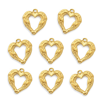 Vacuum Plating 201 Stainless Steel Pendants, Heart, Golden, 22x21x3mm, Hole: 1.6mm