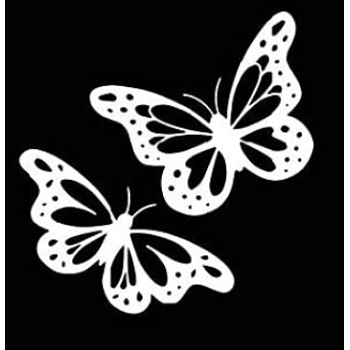 PET Sticker Car Decoration, Face Car Sticker, for Car Decoration, Butterfly, White, 65x170mm