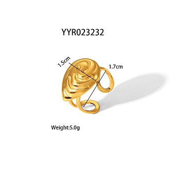 Stainless Steel Teardrop Open Cuff Rings for Women, Golden, Inner Diameter: 7mm