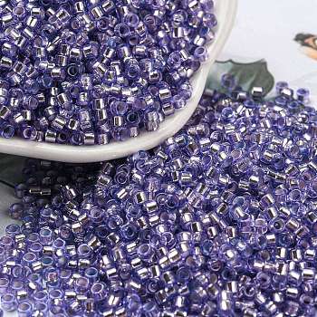 Glass Seed Beads, Silver Lined, Cylinder, Lilac, 2.5x1.6mm, Hole: 1mm, about 58967pcs/pound