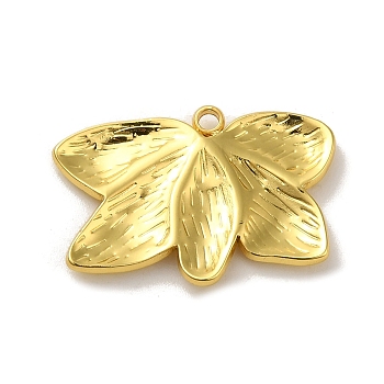 304 Stainless Steel Pendants, Leaf Charm, Real 18K Gold Plated, 17x25.5x2mm, Hole: 1.6mm