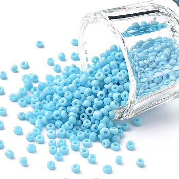 12/0 Glass Seed Beads, Opaque Colours Seed, Small Craft Beads for DIY Jewelry Making, Round, Round Hole, Light Sky Blue, 12/0, 2mm, Hole: 1mm, about 3333pcs/50g, 50g/bag, 18bags/2pounds