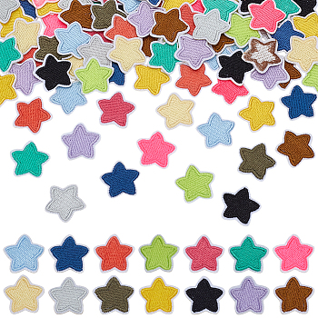 98Pcs Star Computerized Embroidery Cloth Iron On/Sew On Patches, Costume Accessories, Appliques, Mixed Color, 22x23x1.5mm, 98pPcs/set