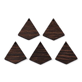 Natural Wenge Wood Pendants, Undyed, Quadrangle Kite Charms, Coconut Brown, 28x26x3.5mm, Hole: 1.6mm