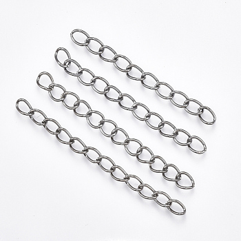 Iron Chain Extender, Curb Chains, Nickel Free, Gunmetal, 50mm, Link: 5~5.5x3.5~4x0.5mm