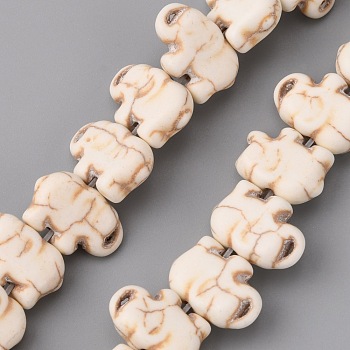 Synthetic Turquoise Beads Strands, Elephant, WhiteSmoke, 10x15x5mm, Hole: 2mm, about 38pcs/strand, 15.35''(39cm)