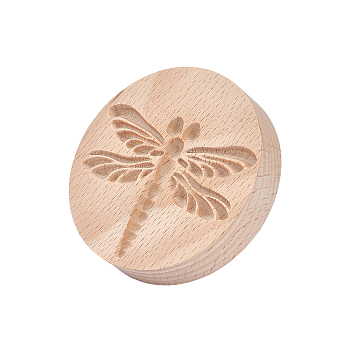 Wood Cookie Molds, Biscuit Stamps, Round, Dragonfly Pattern, 65x38mm, Inner Diameter: 45.5x56.5mm