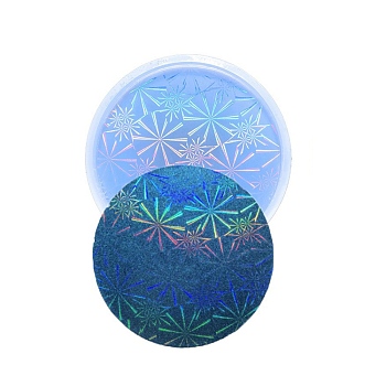 Holographic Style Cup Mat Food Grade Silicone Molds, Resin Casting Coaster Molds, For UV Resin, Epoxy Resin Craft Making, Flat Round with Snowflake, White, 90x90x9mm