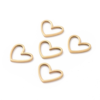 201 Stainless Steel Linking Rings, Laser Cut, Asymmetrical Heart, Real 18K Gold Plated, 10.5x13x1mm