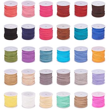 Faux Suede Cord, Faux Suede Lace Sets, Mixed Color, 3x1.5mm, about 5m/roll, 30rolls/set