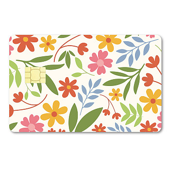 PVC Plastic Waterproof Card Stickers, Self-adhesion Card Skin for Bank Card Decor, Rectangle, Flower, 186.3x137.3mm