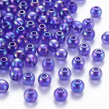 Transparent Acrylic Beads, AB Color Plated, Round, Blue Violet, 6x5mm, Hole: 1.8mm, about 4400pcs/500g