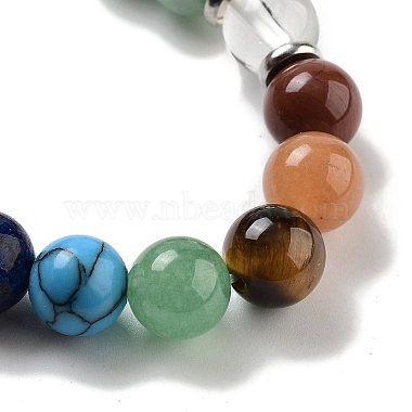 Natural Mixed Gemstone Round Beaded Chakra Stretch Bracelets(BJEW-K251-01)-5