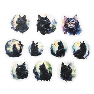 20Pcs Moonlit Cat Waterproof PET Self-Adhesive Decorative Stickers(DIY-M053-04C)-2