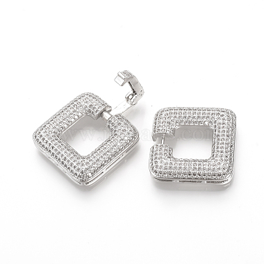 Brass Micro Pave Cubic Zirconia Fold Over Clasps(ZIRC-S058-01P)-3