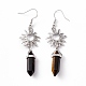 Natural Tiger Eye Bullet with Sun Dangle Earrings(EJEW-I276-01P-08)-3
