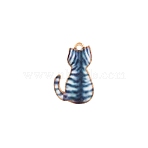 Alloy Enamel Pendants, Cat, Steel Blue, 25x16mm(PW-WG2F215-07)
