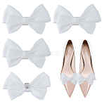 4Pcs Bowknot Chiffon Shoe Buckle Clips, Detachable Wreath Shoe Decoration, White, 130x80mm(HJEW-HY00096)